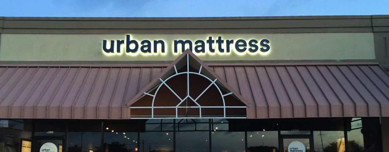 Urban Mattress Austin Reverse Channel Letter Sign
